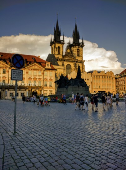 Jan Hus Memorial in the heart of Prague's Old Town.